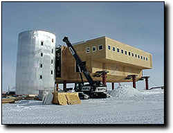 The exterior of the new station; caption is below
