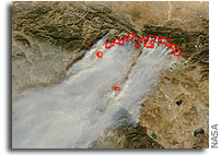 NASA AQUA Imagery of Fires in Southern California