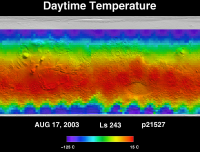 Orbit 21503 daytime surface temperature map