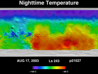 Orbit 21503 nighttime surface temperature map