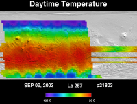 Orbit 21803 daytime surface temperature map