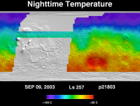Orbit 21803 nighttime surface temperature map
