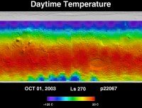 Orbit 22067 daytime surface temperature map