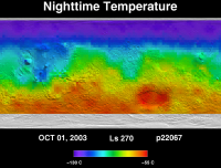 Orbit 22067 nighttime surface temperature map