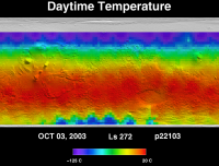 Orbit 22115daytime surface temperature map