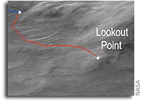 NASA Mars Rover Spirit Destination: 'Columbia Hills' from Orbit