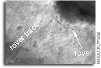 Spirit's Tracks Spotted From Orbit