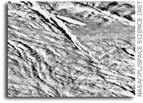 Boulder-Strewn Surface of Enceladus Wide Angle Camera View