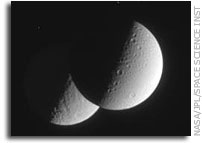 NASA Cassini Image: Dione Eclipses Tethys as Seen From Cassini