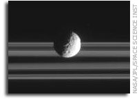 Mimas Set Against Saturn's Outer Rings