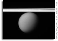 Titan Behind Saturn's Rings