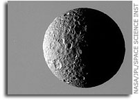 Mimas Set Against Saturn's Clouds
