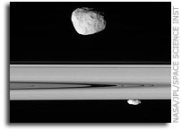  Janus, Saturn's Rings, and a Small Moon