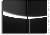 Epimetheus and a Crescent Saturn