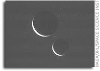 Crescent Moons Sail Past Saturn