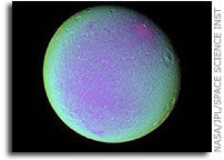 Detail on Dione (False Color)