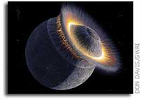 Giant Impact Gives Birth to Pluto's Moons and Possibbly Forms Debris Rings
