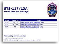 NASA STS-117 FD02 Execute Package