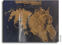 NASA International Space Station Imagery: Fires in East Falkland Island