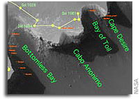 Satellite View of Opportunity's Journey around Victoria Crater