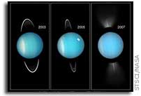 Hubble Space Telescope Catches Uranus' Rings on Edge