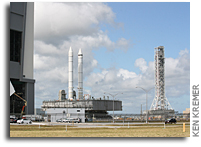 Stacked Shuttle Solid Rocket Boosters On the Move