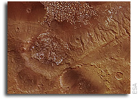 Rocky mounds and a plateau on Mars