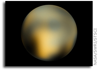 Pluto's White, Dark-Orange, and Charcoal Black Terrain Captured by Hubble
