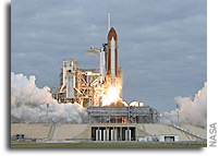 Endeavour on pad before launch