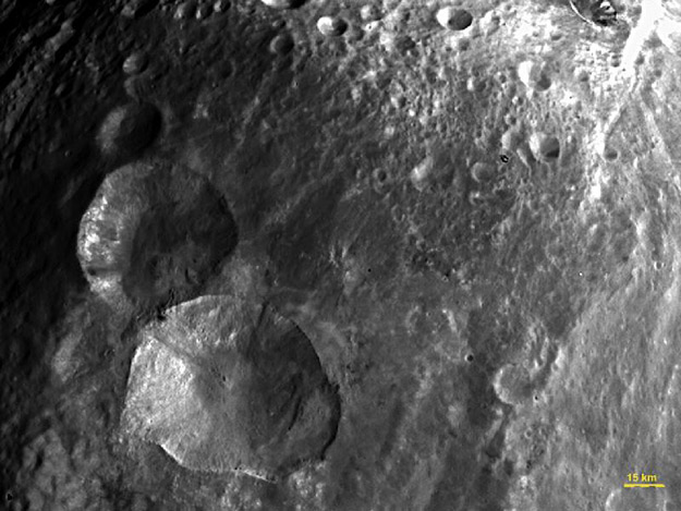 Close-up View of 'Snowman' Craters