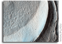NASA MRO HiRISE Image of Mars: Gullies and Lobate Material in a Crater in the Nereidum Montes