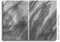 NASA MRO HiRISE Image of Mars: Changes on Dunes in Russell Crater 