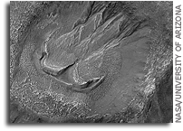 MRO HiRISE Image of Mars: Gullies and Lobate Material in a Crater in Nereidum Montes