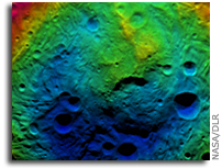 Image: Topography of Vesta's South Polar Region