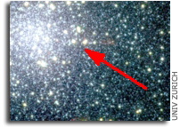  First low-mass star detected in globular cluster
