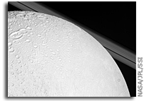 Photo: Enceladus Set Against Saturn's Rings