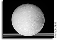 Image: Dione and Saturn's Rings