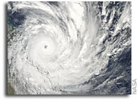 View From Orbit: Aqua Sees Cyclone Yasi Make Landfall in Queensland, Australia