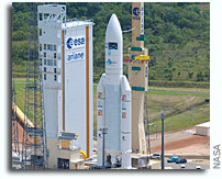 Photo: Ariane V On Launch Pad Ready To Put Kepler ATV Into Orbit