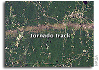 Photo: Tornado Track near Sturbridge, Massachusetts As Seen From Orbit