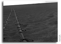 Mars Rover Driving Leaves Distinctive Tracks
