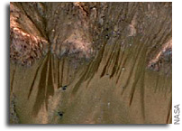 NASA Spacecraft Data Suggest Water Flowing on Mars