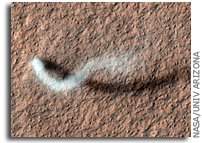 Image: A Towering Dust Devil Swirls Over The Surface of Mars