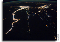 Image: The Nile and the Mediterranean Sea at Night As Seen From Space