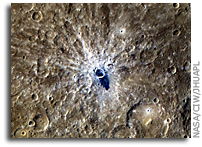NASA MESSENGER Image of Mercury: Young Crater With Bright Rays