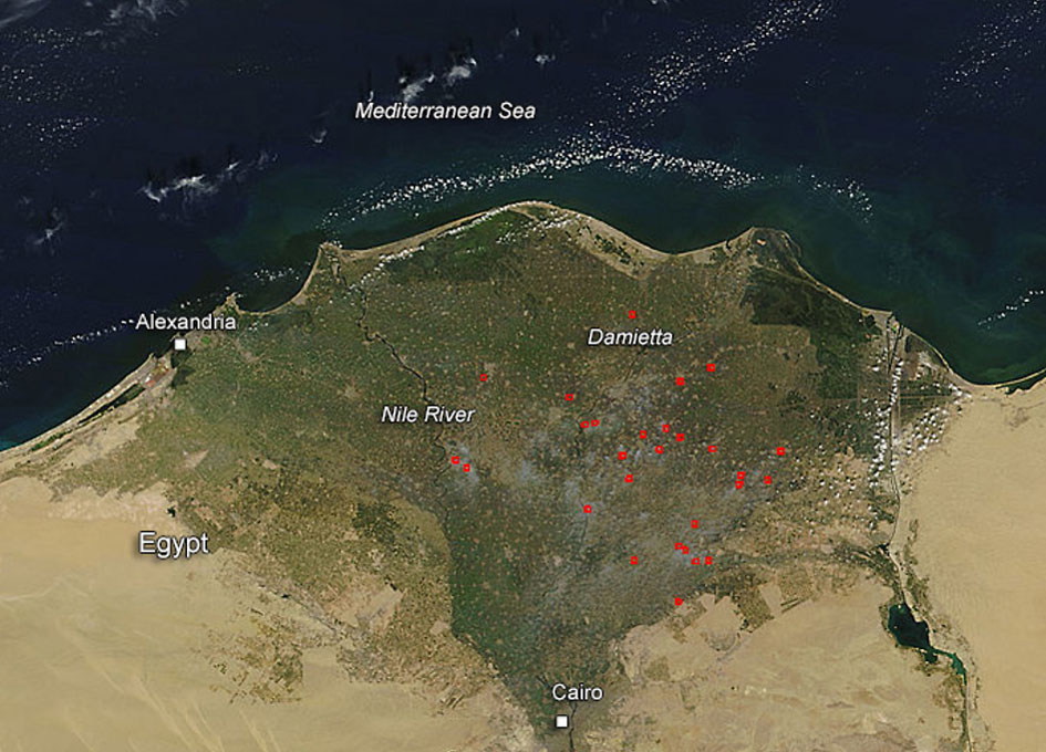 Fires in the Egypt River Delta As Seen From Space SpaceRef