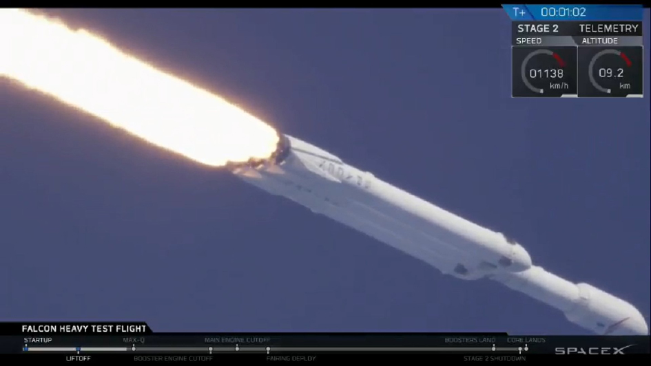 SpaceX Falcon Heavy Roars Into Space SpaceRef